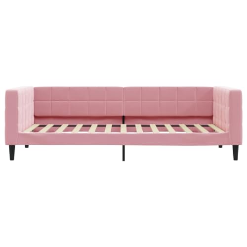 HEFZGDB Tagesbett Rosa 100x200 cm Samt Bette Gästebett Bed Frame Einzelbetten für Schlafzimmer Gästezimmer Herberge Wohnbereich HEFZGDB Tagesbett Rosa 100x200 cm Samt Bette Gästebett Bed Frame Einzelbetten für Schlafzimmer Gästezimmer Herberge Wohnbereich von HEFZGDB