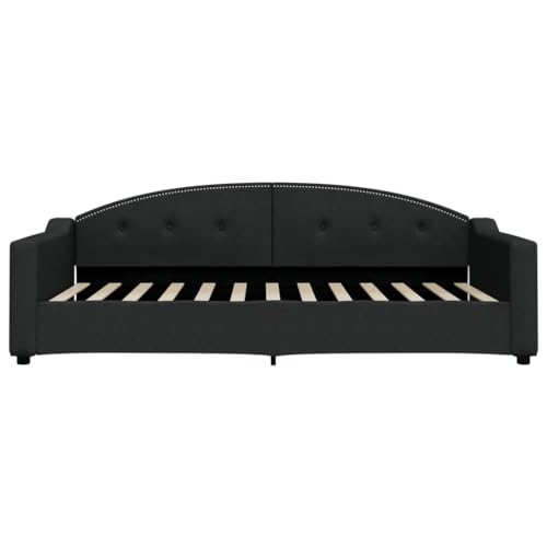 HEFZGDB Tagesbett Schwarz 100x200 cm Stoff Single Bed Bed Frame Familienbett Bettrahmen für Schlafzimmer Herberge Gästezimmer Wohnbereich von HEFZGDB
