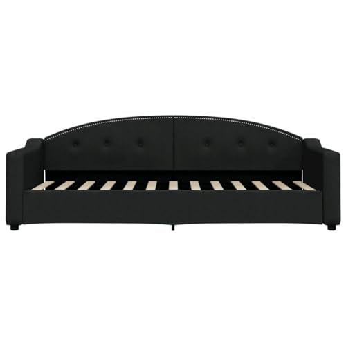 HEFZGDB Tagesbett Schwarz 80x200 cm Stoff Single Bed Bed Frame Familienbett Bettrahmen für Schlafzimmer Herberge Gästezimmer Wohnbereich von HEFZGDB
