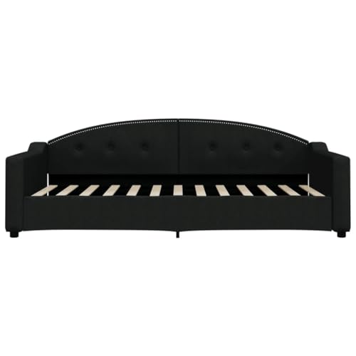 HEFZGDB Tagesbett Schwarz 90x200 cm Stoff Single Bed Bed Frame Familienbett Bettrahmen für Schlafzimmer Herberge Gästezimmer Wohnbereich von HEFZGDB