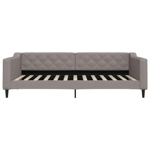HEFZGDB Tagesbett Taupe 100x200 cm Stoff Single Bed Gästebett Doppelbett Bettrahmen für Gästezimmer Herberge Schlafzimmer Wohnbereich von HEFZGDB