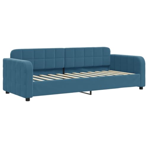 HEFZGDB Tagesbett mit Matratze Blau 80x200 cm Samt Ehebett Gästebett Familienbett Einzelbett für Schlafzimmer Herberge Wohnbereich Gästezimmer von HEFZGDB