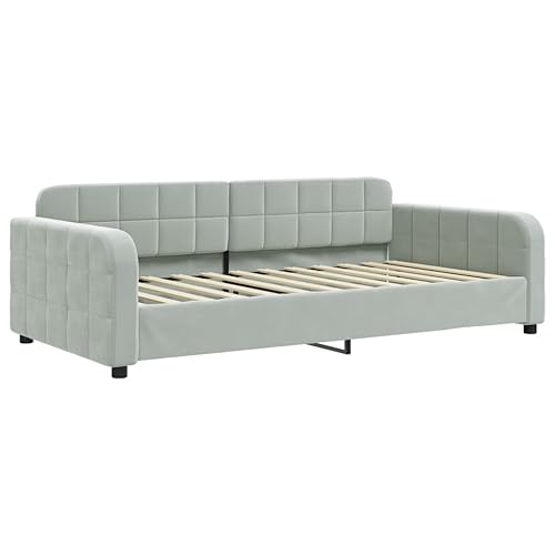 HEFZGDB Tagesbett mit Matratze Hellgrau 100x200 cm Samt Ehebett Gästebett Familienbett Einzelbett für Schlafzimmer Herberge Wohnbereich Gästezimmer HEFZGDB Tagesbett mit Matratze Hellgrau 100x200 cm Samt Ehebett Gästebett Familienbett Einzelbett für Schlafzimmer Herberge Wohnbereich Gästezimmer von HEFZGDB