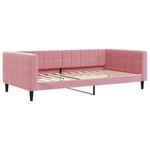 HEFZGDB Tagesbett mit Matratze Rosa 100x200 cm Samt Bette Gästebett Bed Frame Einzelbetten für Schlafzimmer Gästezimmer Herberge Wohnbereich HEFZGDB Tagesbett mit Matratze Rosa 100x200 cm Samt Bette Gästebett Bed Frame Einzelbetten für Schlafzimmer Gästezimmer Herberge Wohnbereich von HEFZGDB