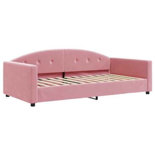 HEFZGDB Tagesbett mit Matratze Rosa 100x200 cm Samt Ehebett Gästebett Einzelbetten Bettrahmen für Herberge Schlafzimmer Gästezimmer Wohnbereich HEFZGDB Tagesbett mit Matratze Rosa 100x200 cm Samt Ehebett Gästebett Einzelbetten Bettrahmen für Herberge Schlafzimmer Gästezimmer Wohnbereich von HEFZGDB