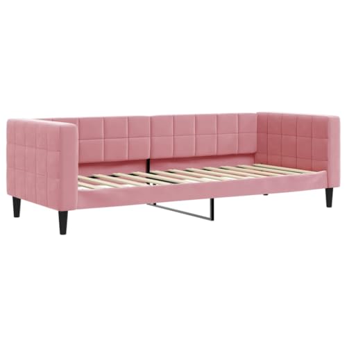 HEFZGDB Tagesbett mit Matratze Rosa 80x200 cm Samt Bette Gästebett Bed Frame Einzelbetten für Schlafzimmer Gästezimmer Herberge Wohnbereich von HEFZGDB
