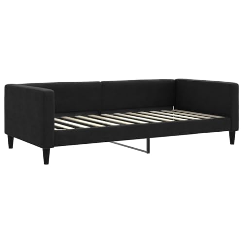HEFZGDB Tagesbett mit Matratze Schwarz 100x200 cm Stoff Double Bed Gästebett Familienbett Einzelbetten für Schlafzimmer Wohnbereich Herberge Gästezimmer HEFZGDB Tagesbett mit Matratze Schwarz 100x200 cm Stoff Double Bed Gästebett Familienbett Einzelbetten für Schlafzimmer Wohnbereich Herberge Gästezimmer von HEFZGDB