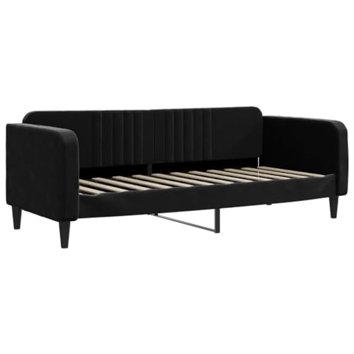 HEFZGDB Tagesbett mit Matratze Schwarz 80x200 cm Samt Jugendbett Bed Frame Familienbett Einzelbetten für Herberge Wohnbereich Schlafzimmer Gästezimmer HEFZGDB Tagesbett mit Matratze Schwarz 80x200 cm Samt Jugendbett Bed Frame Familienbett Einzelbetten für Herberge Wohnbereich Schlafzimmer Gästezimmer von HEFZGDB