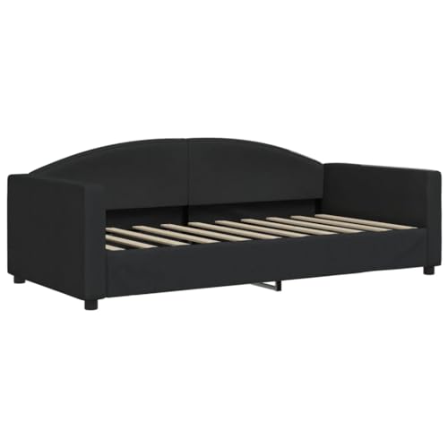 HEFZGDB Tagesbett mit Matratze Schwarz 90x190 cm Stoff Daybed Bettgestell Bed Frame Doppelbett für Gästezimmer Herberge Wohnbereich Schlafzimmer von HEFZGDB