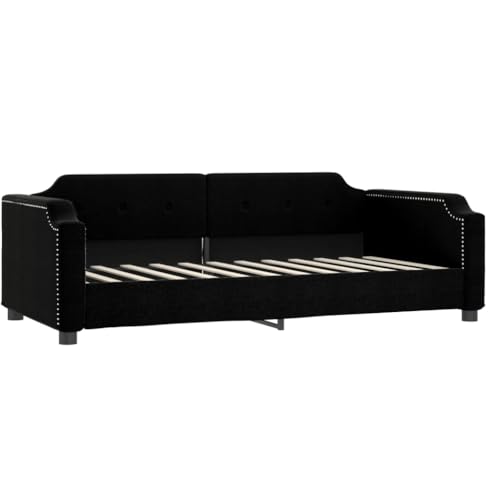 HEFZGDB Tagesbett mit Matratze Schwarz 90x200 cm Stoff Daybed Gästebett Familienbett Doppelbett für Gästezimmer Schlafzimmer Herberge Wohnbereich HEFZGDB Tagesbett mit Matratze Schwarz 90x200 cm Stoff Daybed Gästebett Familienbett Doppelbett für Gästezimmer Schlafzimmer Herberge Wohnbereich von HEFZGDB