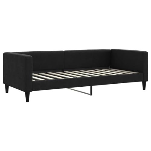 HEFZGDB Tagesbett mit Matratze Schwarz 90x200 cm Stoff Double Bed Gästebett Familienbett Einzelbetten für Schlafzimmer Wohnbereich Herberge Gästezimmer von HEFZGDB
