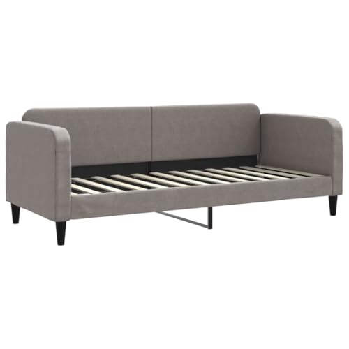 HEFZGDB Tagesbett mit Matratze Taupe 80x200 cm Stoff Double Bed Gästebett Bettgestell Bettrahmen für Gästezimmer Schlafzimmer Wohnbereich Herberge von HEFZGDB