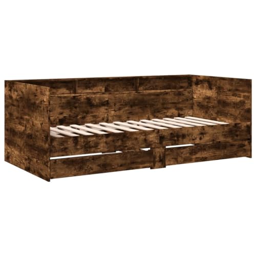 HEFZGDB Tagesbett mit Schubladen ohne Matratze Räuchereiche 75x190 cm Jugendbett Bed Frame Familienbett Doppelbett für Wohnbereich Gästezimmer Schlafzimmer Herberge von HEFZGDB