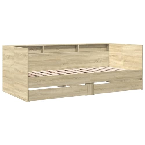 HEFZGDB Tagesbett mit Schubladen ohne Matratze Sonoma-Eiche 90x190 cm Jugendbett Bed Frame Familienbett Doppelbett für Wohnbereich Gästezimmer Schlafzimmer Herberge von HEFZGDB