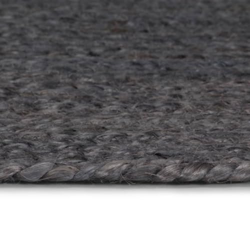 HEFZGDB Teppich Handgefertigt Jute Rund 180 cm Dunkelgrau Kuschelteppich Wohnzimmerteppich Teppich Schlafzimmer Küchenteppich für Wohnbereich Arbeitszimmer Speisesaal Schlafzimmer von HEFZGDB