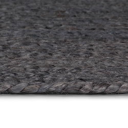 HEFZGDB Teppich Handgefertigt Jute Rund 210 cm Dunkelgrau Kuschelteppich Wohnzimmerteppich Teppich Schlafzimmer Küchenteppich für Wohnbereich Arbeitszimmer Speisesaal Schlafzimmer von HEFZGDB