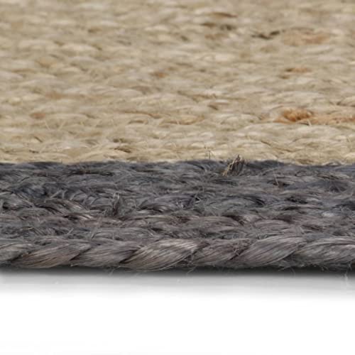 HEFZGDB Teppich Handgefertigt Jute mit Dunkelgrauem Rand 120 cm Outdoor Teppich Küchenläufer Carpet Teppiche für Wohnbereich Arbeitszimmer Speisesaal Sitzungszimmer von HEFZGDB
