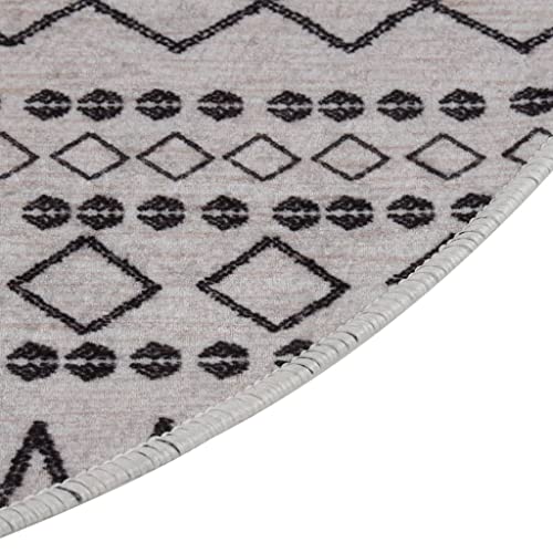HEFZGDB Teppich Waschbar Schwarz und Weiß φ120 cm rutschfest Küchenteppich Carpet Teppich Schlafzimmer Teppiche für Sitzungszimmer Arbeitszimmer Wohnbereich Speisesaal von HEFZGDB