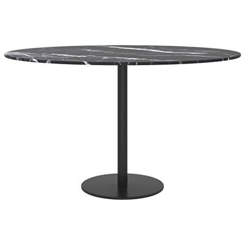 HEFZGDB Tischplatte Schwarz Ø70x0,8 cm Hartglas in Marmoroptik Study Table Arbeitsplatte Küchenarbeitsplatte Esstisch für Büro Studienraum Küche Konferenzraum von HEFZGDB
