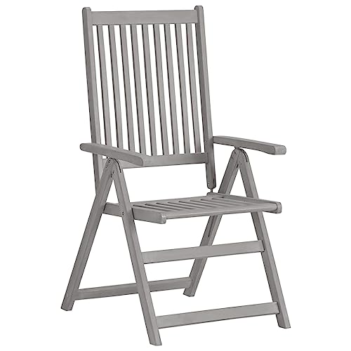 HEFZGDB Verstellbare Gartenstühle 2 STK. mit Auflagen Massivholz Akazie Kleiner Hocker Gartenstühle Essstühle Kleiner Sessel für Terrasse Balkon Innenhof Garten von HEFZGDB