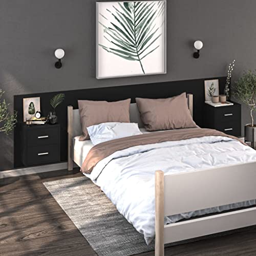 HEFZGDB Wand-Nachttisch Schwarz Nachttisch Modern Nachttische Nachtschrank Sideboard Wohnzimmer für Schlafzimmer Wohnzimmer Hotel Gästezimmer von HEFZGDB