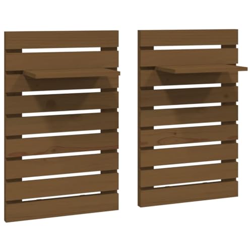 HEFZGDB Wand-Nachttische 2 STK. Honigbraun Massivholz Kiefer Shelf Schwebendes Bücherregal Küchenregal Badregal für Badezimmer Wohnbereich Schlafzimmer Arbeitszimmer von HEFZGDB