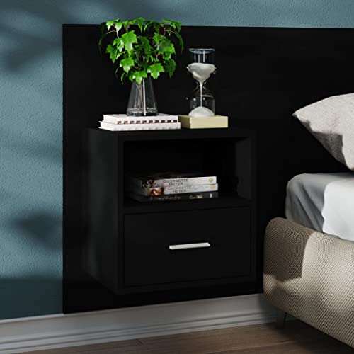 HEFZGDB Wand-Nachttische 2 STK. Schwarz Sideboard Wohnzimmer Nachtkästchen Bartisch Lowboard für Schlafzimmer Hotel Wohnzimmer Gästezimmer von HEFZGDB