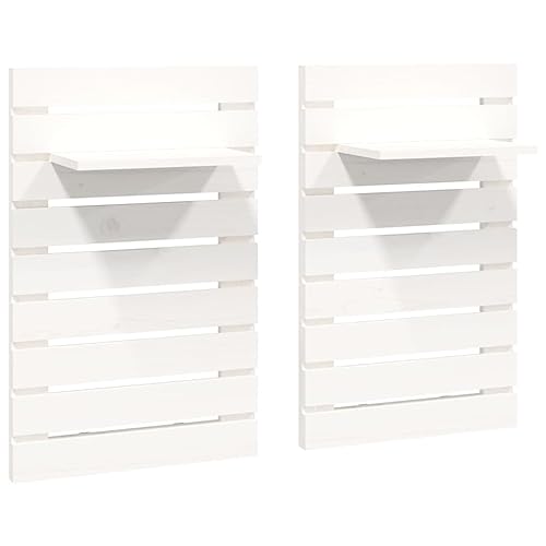 HEFZGDB Wand-Nachttische 2 STK. Weiß Massivholz Kiefer Shelf Schwebendes Bücherregal Küchenregal Badregal für Badezimmer Wohnbereich Schlafzimmer Arbeitszimmer von HEFZGDB