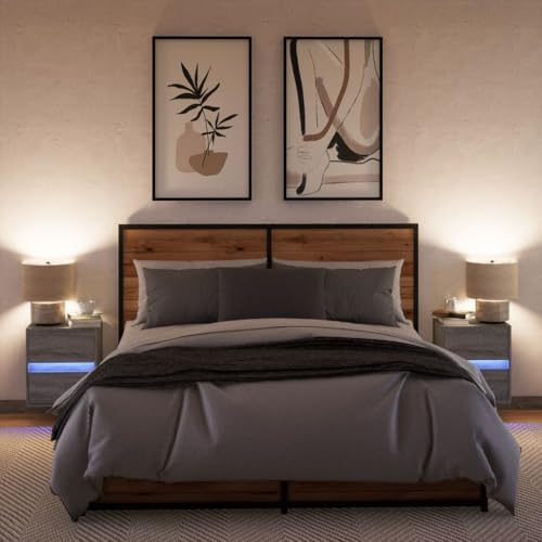 HEFZGDB Wand-Nachttische mit LED-Leuchten 2 STK. Grau Sonoma Nachtkasten Couchtisch Konsolentisch Bartisch für Gästezimmer Wohnzimmer Hotel Schlafzimmer HEFZGDB Wand-Nachttische mit LED-Leuchten 2 STK. Grau Sonoma Nachtkasten Couchtisch Konsolentisch Bartisch für Gästezimmer Wohnzimmer Hotel Schlafzimmer von HEFZGDB