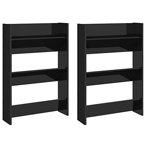 HEFZGDB Wand-Schuhschränke 2 STK. Hochglanz-Schwarz 60x18x90 cm Allzweckschrank Badezimmer Regal Cupboard Schränkchen für Schlafzimmer Schlafsaal Eingangshalle Küche HEFZGDB Wand-Schuhschränke 2 STK. Hochglanz-Schwarz 60x18x90 cm Allzweckschrank Badezimmer Regal Cupboard Schränkchen für Schlafzimmer Schlafsaal Eingangshalle Küche von HEFZGDB