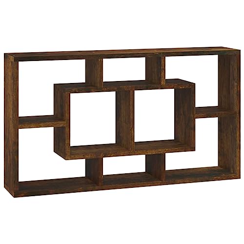 HEFZGDB Wandregal mit 8 Fächern Räuchereiche Shelf Schwebendes Bücherregal Küchenregal Badregal für Schlafzimmer Badezimmer Wohnbereich Küche von HEFZGDB