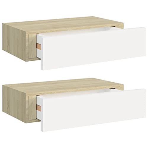 HEFZGDB Wandregale mit Schubladen 2 STK. Eichen-Optik Weiß 40x23,5x10cm Regale Wohnzimmer Kleines Regal Wand Badezimmer Regal Wandboard für Arbeitszimmer Schlafzimmer Küche Badezimmer HEFZGDB Wandregale mit Schubladen 2 STK. Eichen-Optik Weiß 40x23,5x10cm Regale Wohnzimmer Kleines Regal Wand Badezimmer Regal Wandboard für Arbeitszimmer Schlafzimmer Küche Badezimmer von HEFZGDB