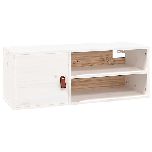HEFZGDB Wandschrank Weiß 80x30x30 cm Massivholz Kiefer Kleine Regale Kleines Wandregal Cd Regal Wandbrett für Badezimmer Schlafzimmer Wohnbereich Arbeitszimmer von HEFZGDB