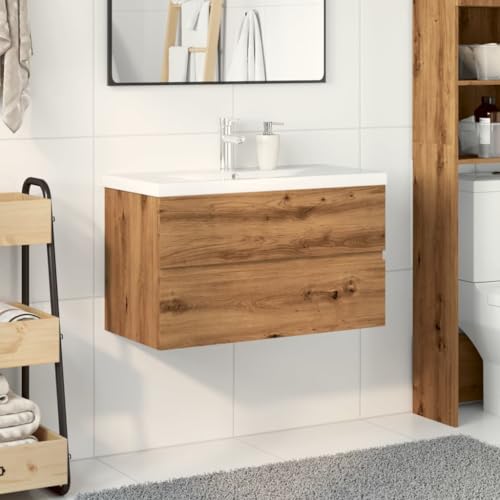 HEFZGDB Waschbeckenschrank mit Einbaubecken Artisan-Eiche 81x39,5x49 cm Sideboard Badschrank Klein Schuhschrank Kleiner Schrank für Küche Badezimmer Wohnbereich Toilette HEFZGDB Waschbeckenschrank mit Einbaubecken Artisan-Eiche 81x39,5x49 cm Sideboard Badschrank Klein Schuhschrank Kleiner Schrank für Küche Badezimmer Wohnbereich Toilette von HEFZGDB