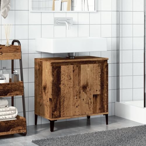 HEFZGDB Waschbeckenunterschrank Altholz-Optik 58x33x60 cm Holzwerkstoff Küchenschränke Badezimmerschrank Badschrank Klein Kleiner Schrank für Wohnbereich Küche Gästezimmer Toilette von HEFZGDB