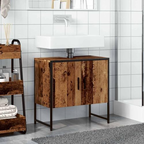 HEFZGDB Waschbeckenunterschrank Altholz-Optik 60x33x60 cm Holzwerkstoff Sideboard Schuhschrank Medizinschrank Badezimmerunterschrank für Wohnbereich Küche Toilette Gästezimmer von HEFZGDB