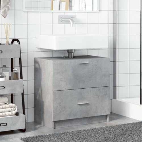 HEFZGDB Waschbeckenunterschrank Betongrau 59x37x59 cm Holzwerkstoff Kleines Schränkchen Badschrank Klein Badezimmerschränke Mehrzweckschrank für Gästezimmer Toilette Küche Wohnbereich HEFZGDB Waschbeckenunterschrank Betongrau 59x37x59 cm Holzwerkstoff Kleines Schränkchen Badschrank Klein Badezimmerschränke Mehrzweckschrank für Gästezimmer Toilette Küche Wohnbereich von HEFZGDB