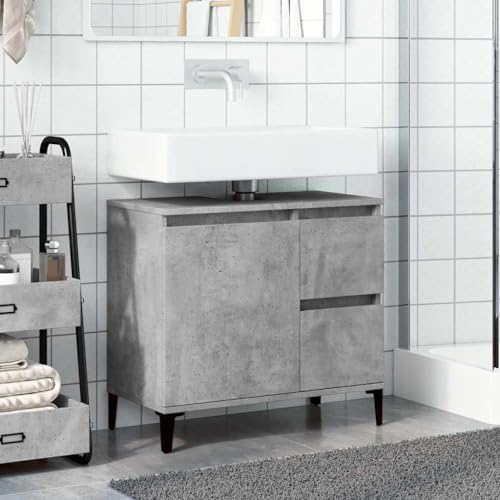 HEFZGDB Waschbeckenunterschrank Betongrau 65x33x60 cm Holzwerkstoff Aufbewahrungsschrank Badezimmerschrank Medizinschrank Küchenschrank für Toilette Wohnbereich Gästezimmer Badezimmer HEFZGDB Waschbeckenunterschrank Betongrau 65x33x60 cm Holzwerkstoff Aufbewahrungsschrank Badezimmerschrank Medizinschrank Küchenschrank für Toilette Wohnbereich Gästezimmer Badezimmer von HEFZGDB