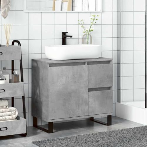 HEFZGDB Waschbeckenunterschrank Betongrau 65x33x60 cm Holzwerkstoff Kleines Schränkchen Badezimmerschrank Apothekerschrank Küche Badezimmerunterschrank für Toilette Badezimmer Gästezimmer Wohnbereich HEFZGDB Waschbeckenunterschrank Betongrau 65x33x60 cm Holzwerkstoff Kleines Schränkchen Badezimmerschrank Apothekerschrank Küche Badezimmerunterschrank für Toilette Badezimmer Gästezimmer Wohnbereich von HEFZGDB