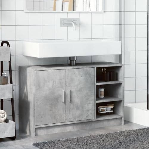 HEFZGDB Waschbeckenunterschrank Betongrau 90x29x55 cm Holzwerkstoff Büroschrank Badezimmerschrank Medikamenten Aufbewahrung Badezimmerunterschrank für Badezimmer Wohnbereich Toilette Küche HEFZGDB Waschbeckenunterschrank Betongrau 90x29x55 cm Holzwerkstoff Büroschrank Badezimmerschrank Medikamenten Aufbewahrung Badezimmerunterschrank für Badezimmer Wohnbereich Toilette Küche von HEFZGDB