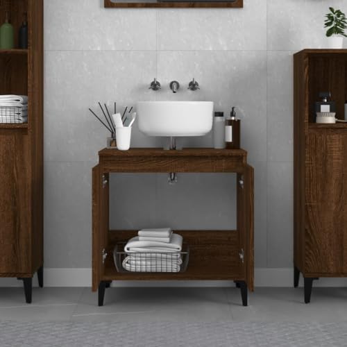 HEFZGDB Waschbeckenunterschrank Braun Eichen-Optik 58x33x60 cm Küchenschränke Badezimmerschrank Badschrank Klein Kleiner Schrank für Wohnbereich Küche Gästezimmer Toilette von HEFZGDB