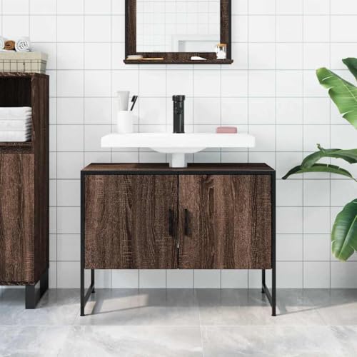 HEFZGDB Waschbeckenunterschrank Braun Eichen-Optik 80x33x60 cm Sideboard Schuhschrank Medizinschrank Badezimmerunterschrank für Wohnbereich Küche Toilette Gästezimmer HEFZGDB Waschbeckenunterschrank Braun Eichen-Optik 80x33x60 cm Sideboard Schuhschrank Medizinschrank Badezimmerunterschrank für Wohnbereich Küche Toilette Gästezimmer von HEFZGDB