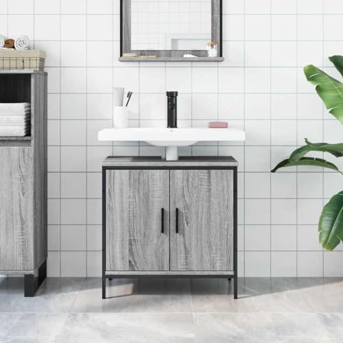 HEFZGDB Waschbeckenunterschrank Grau Sonoma 60x30x60 cm Holzwerkstoff Beistellschrank Küche Badezimmerschrank Schuhschrank Kleiner Schrank für Badezimmer Küche Wohnbereich Toilette HEFZGDB Waschbeckenunterschrank Grau Sonoma 60x30x60 cm Holzwerkstoff Beistellschrank Küche Badezimmerschrank Schuhschrank Kleiner Schrank für Badezimmer Küche Wohnbereich Toilette von HEFZGDB