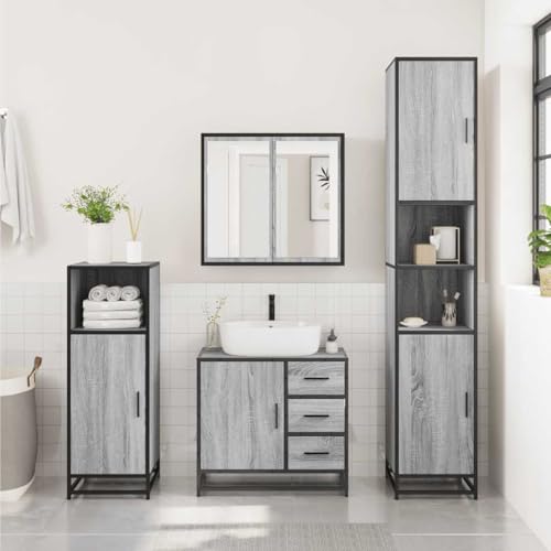 HEFZGDB Waschbeckenunterschrank Grau Sonoma 65x33x60 cm Holzwerkstoff Beistellschrank Küche Badezimmerschrank Medikamenten Aufbewahrung Küchenschrank für Badezimmer Wohnbereich Küche Gästezimmer HEFZGDB Waschbeckenunterschrank Grau Sonoma 65x33x60 cm Holzwerkstoff Beistellschrank Küche Badezimmerschrank Medikamenten Aufbewahrung Küchenschrank für Badezimmer Wohnbereich Küche Gästezimmer von HEFZGDB