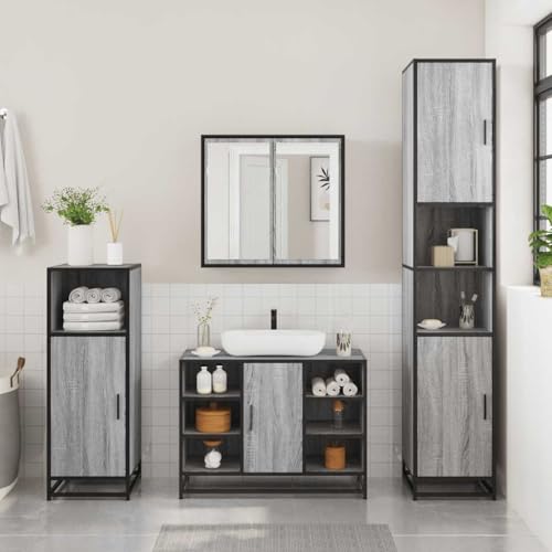 HEFZGDB Waschbeckenunterschrank Grau Sonoma 80x33x60 cm Holzwerkstoff Mehrzweckschrank Bathroom Cabinet Badezimmerschränke Badezimmerunterschrank für Gästezimmer Wohnbereich Badezimmer Toilette HEFZGDB Waschbeckenunterschrank Grau Sonoma 80x33x60 cm Holzwerkstoff Mehrzweckschrank Bathroom Cabinet Badezimmerschränke Badezimmerunterschrank für Gästezimmer Wohnbereich Badezimmer Toilette von HEFZGDB