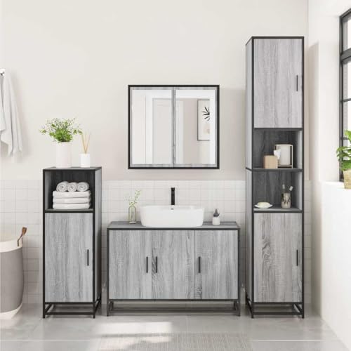 HEFZGDB Waschbeckenunterschrank Grau Sonoma 90x33x60 cm Holzwerkstoff Medikamentenschrank Medikamenten Aufbewahrung Apothekerschrank Küche Küchenschrank für Gästezimmer Toilette Wohnbereich Küche HEFZGDB Waschbeckenunterschrank Grau Sonoma 90x33x60 cm Holzwerkstoff Medikamentenschrank Medikamenten Aufbewahrung Apothekerschrank Küche Küchenschrank für Gästezimmer Toilette Wohnbereich Küche von HEFZGDB