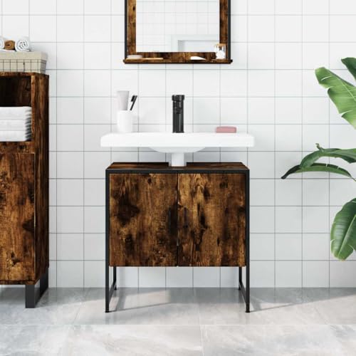 HEFZGDB Waschbeckenunterschrank Räuchereiche 60x33x60 cm Holzwerkstoff Sideboard Schuhschrank Medizinschrank Badezimmerunterschrank für Wohnbereich Küche Toilette Gästezimmer HEFZGDB Waschbeckenunterschrank Räuchereiche 60x33x60 cm Holzwerkstoff Sideboard Schuhschrank Medizinschrank Badezimmerunterschrank für Wohnbereich Küche Toilette Gästezimmer von HEFZGDB