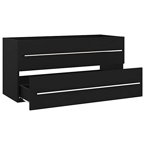 HEFZGDB Waschbeckenunterschrank Schwarz 100x38,5x48 cm Holzwerkstoff Beistellschrank Küche Badschrank Klein Badezimmerschränke Küchenschrank für Wohnbereich Gästezimmer Toilette Badezimmer HEFZGDB Waschbeckenunterschrank Schwarz 100x38,5x48 cm Holzwerkstoff Beistellschrank Küche Badschrank Klein Badezimmerschränke Küchenschrank für Wohnbereich Gästezimmer Toilette Badezimmer von HEFZGDB