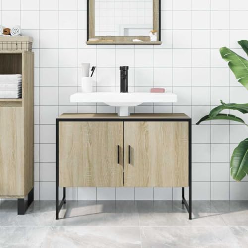 HEFZGDB Waschbeckenunterschrank Sonoma-Eiche 80x33x60 cm Holzwerkstoff Sideboard Schuhschrank Medizinschrank Badezimmerunterschrank für Wohnbereich Küche Toilette Gästezimmer HEFZGDB Waschbeckenunterschrank Sonoma-Eiche 80x33x60 cm Holzwerkstoff Sideboard Schuhschrank Medizinschrank Badezimmerunterschrank für Wohnbereich Küche Toilette Gästezimmer von HEFZGDB