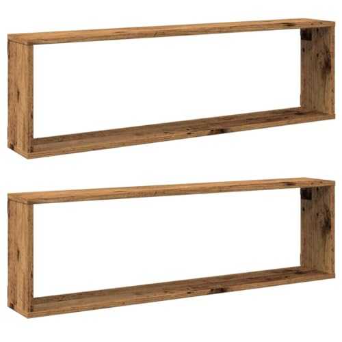 HEFZGDB Würfel-Wandregale 2 STK. Altholz-Optik 100x15x30 Holzwerkstoff Wandregal Klein Kleines Wandregal Regalboden Wandablage für Wohnbereich Schlafzimmer Küche Badezimmer HEFZGDB Würfel-Wandregale 2 STK. Altholz-Optik 100x15x30 Holzwerkstoff Wandregal Klein Kleines Wandregal Regalboden Wandablage für Wohnbereich Schlafzimmer Küche Badezimmer von HEFZGDB